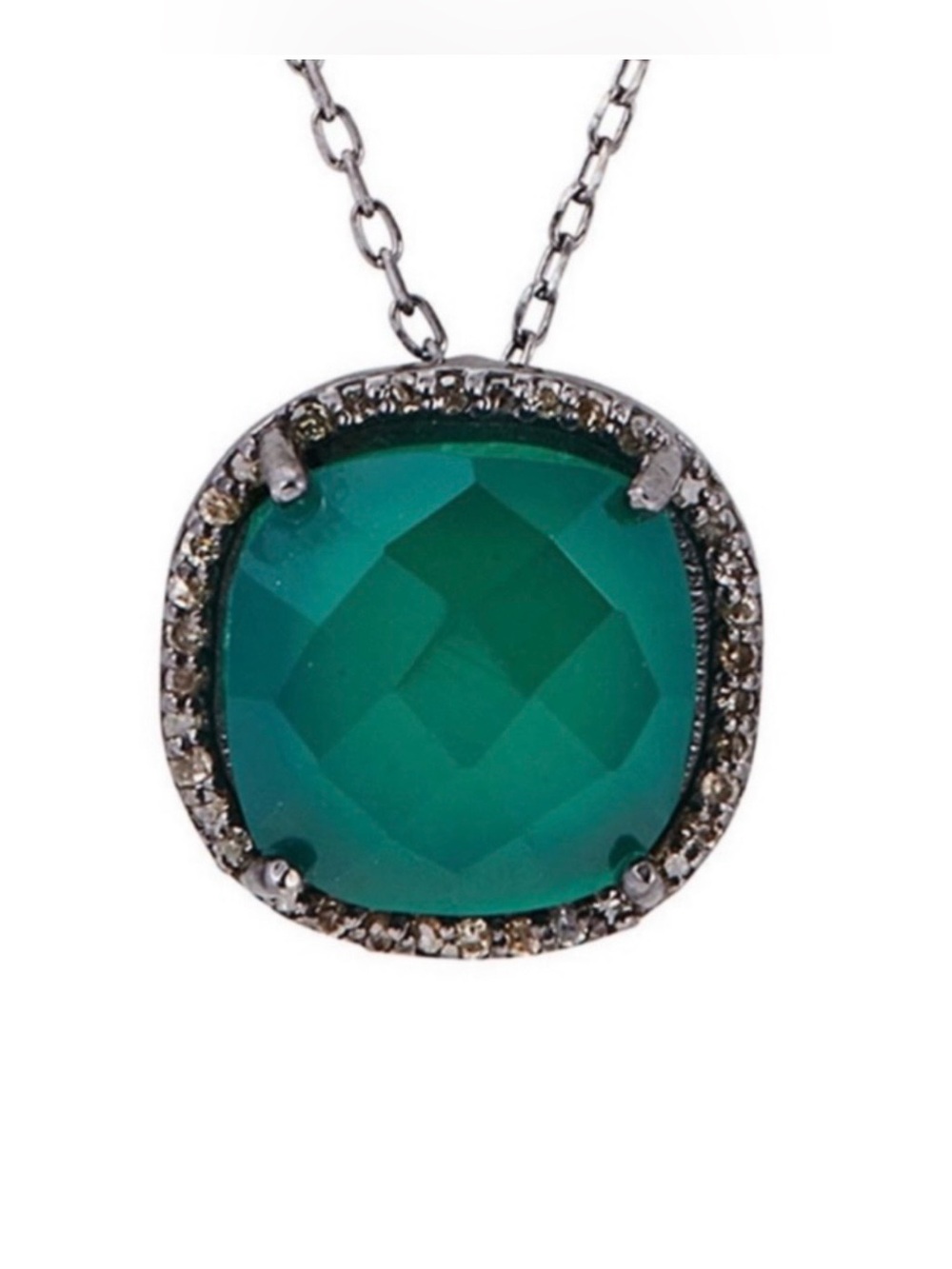 Adornia Fine Lara Cushion Halo Diamond Necklace